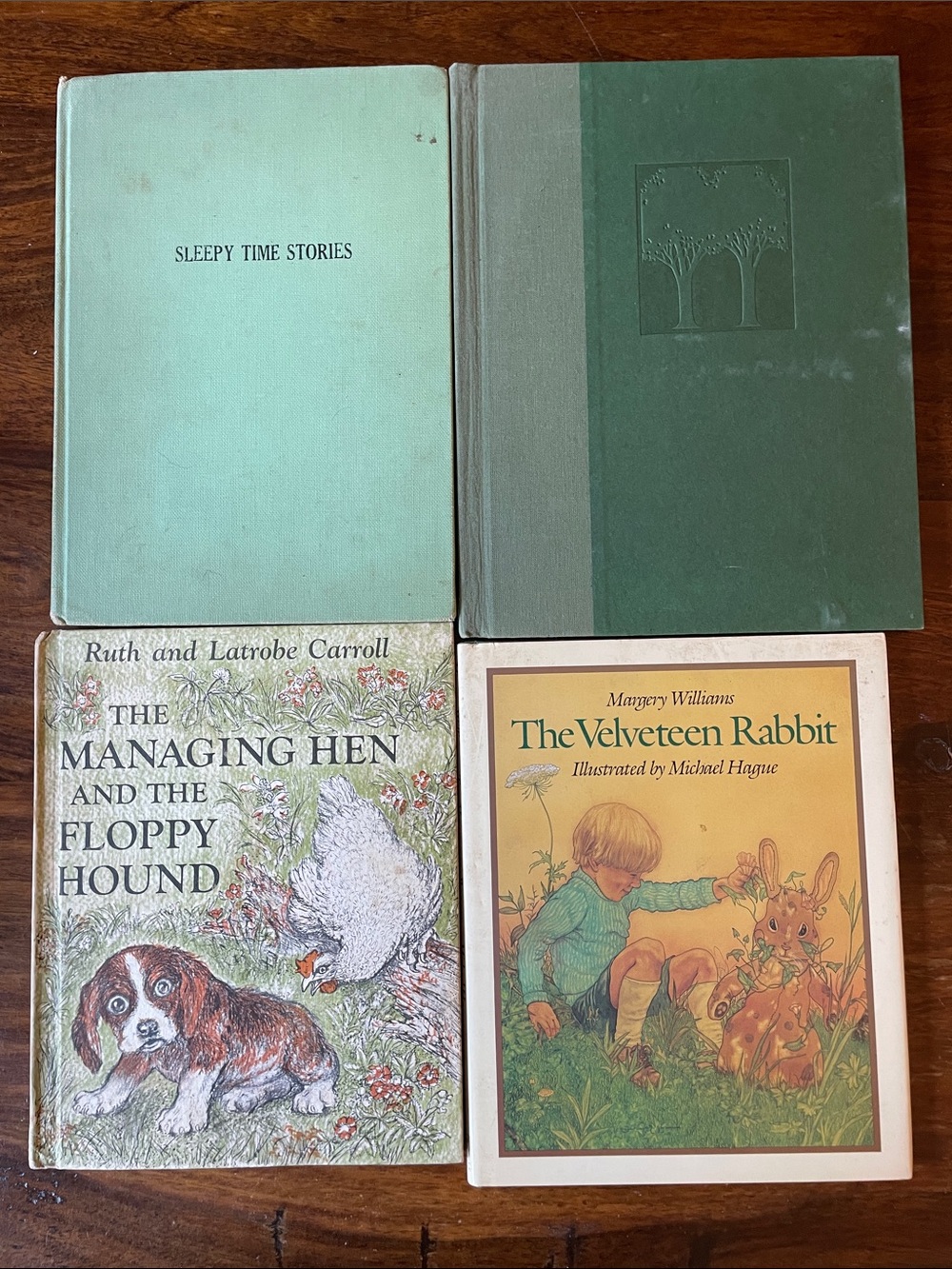 Set of 4 Green Vintage Large Children Picture Books Velveteen Rabbit